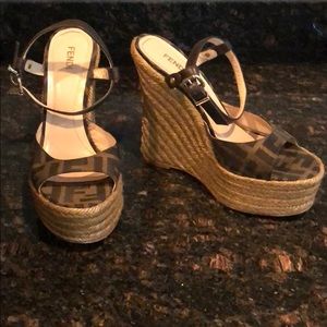 ***SOLD***Authentic Fendi Espadrille Wedges In 37
